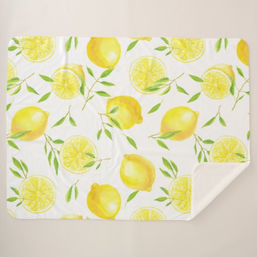 Couverture Sherpa Citrons et feuilles (Devant (Horizontal))