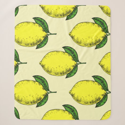 Couverture Sherpa Citrons et feuilles : motif d'été. (Devant)