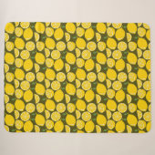 Couverture Sherpa Citrons jaunes et motif vert olive : Citrus modern (Devant (Horizontal))