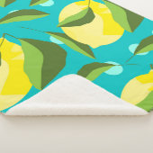 Couverture Sherpa Citrons Polka Point : Arrière - plan bleu. (3/4)