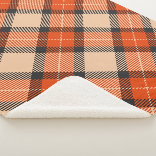 Couverture Sherpa Citrouille d'automne classique Orange Brown Tartan (3/4)