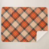 Couverture Sherpa Citrouille d'automne classique Orange Brown Tartan (Devant (Horizontal))