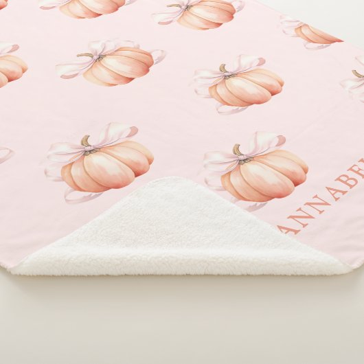 Couverture Sherpa Citrouille de Bow rose (3/4)