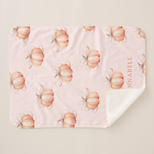 Couverture Sherpa Citrouille de Bow rose (Devant (Horizontal))