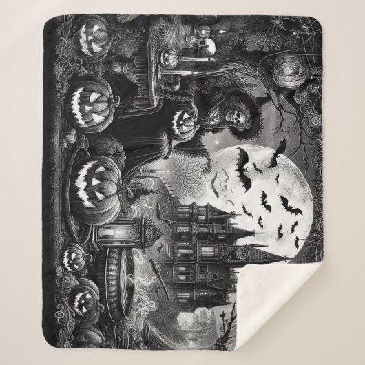 Couverture Sherpa Citrouille de sorcière squelette (Devant)