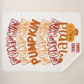 Couverture Sherpa Citrouille de Thanksgiving MAMA personnalisable (Devant (Horizontal))