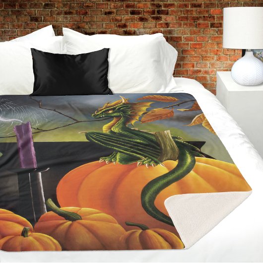 Couverture Sherpa Citrouille Dragon Cauldron Halloween