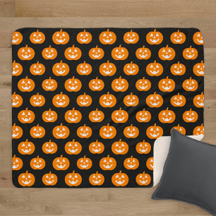 Couverture Sherpa Citrouille Halloween orange mignonne motif