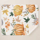 Couverture Sherpa Citrouille orange d'automne et fleurs motif (Devant (Horizontal))