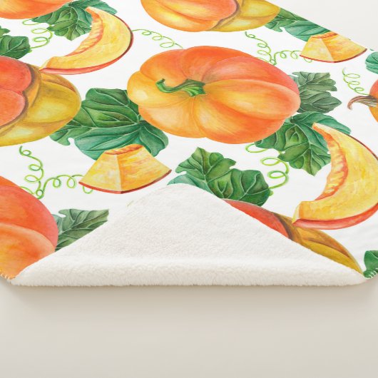 Couverture Sherpa Citrouille orange sur arrière - plan blanc. Patte  (3/4)