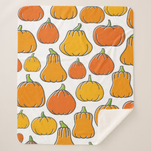 Couverture Sherpa Citrouille récolter motif transparent. Oran mûr de