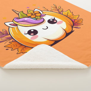 Couverture Sherpa Citrouille Unicorn mignon
