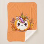 Couverture Sherpa Citrouille Unicorn mignon (Devant)