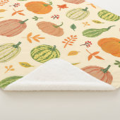 Couverture Sherpa Citrouille vert et orange, motif sans soudure. (3/4)