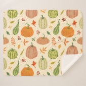 Couverture Sherpa Citrouille vert et orange, motif sans soudure. (Devant (Horizontal))