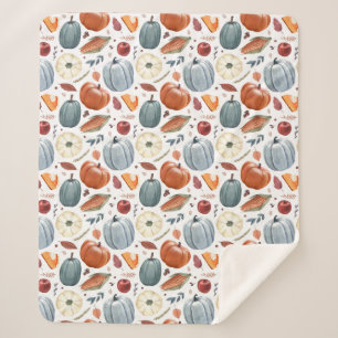 Couverture Sherpa Citrouilles d'automne et feuilles d'automne Motif