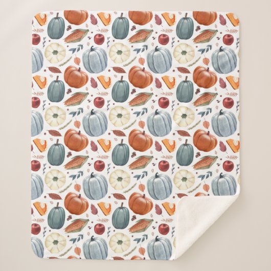 Couverture Sherpa Citrouilles d'automne et feuilles d'automne Motif (Devant)