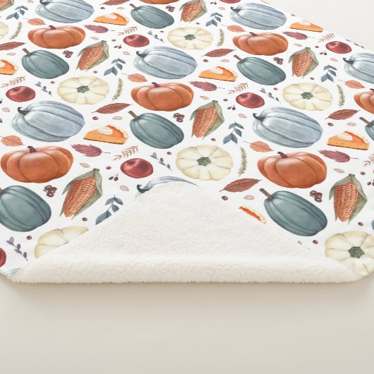 Couverture Sherpa Citrouilles d'automne et feuilles d'automne Motif (3/4)