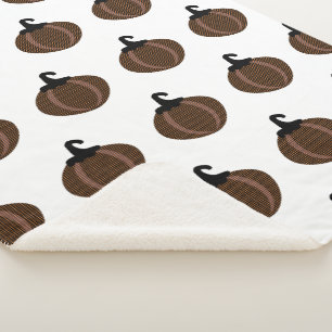 Couverture Sherpa Citrouilles de coeur rétro d'Halloween