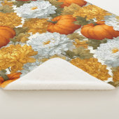 Couverture Sherpa Citrouilles et chrysanthèmes Automne Design (3/4)