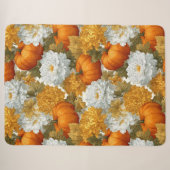 Couverture Sherpa Citrouilles et chrysanthèmes Automne Design (Devant (Horizontal))