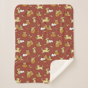 Couverture Sherpa Citrouilles Golden Retriever