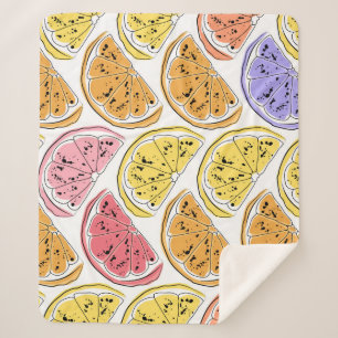 Couverture Sherpa Citrus citron vintage Texture d'été
