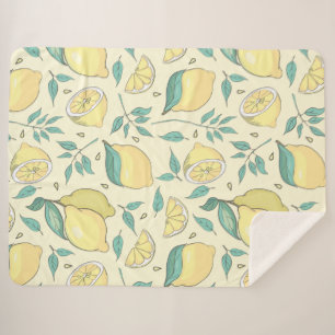 Couverture Sherpa Citrus de citron moderne jaune d'été Personnalisé
