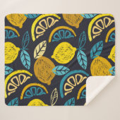 Couverture Sherpa Citrus lime lemon doodle hand drawn pattern backgr (Devant (Horizontal))