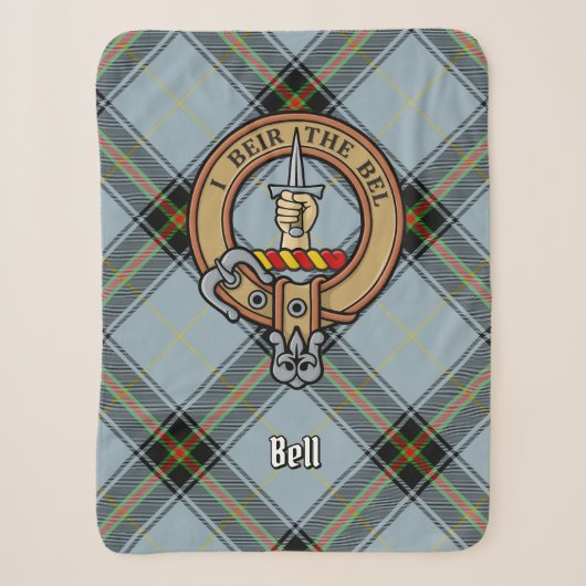 Couverture Sherpa Clan Bell Crest sur Tartan (Devant)