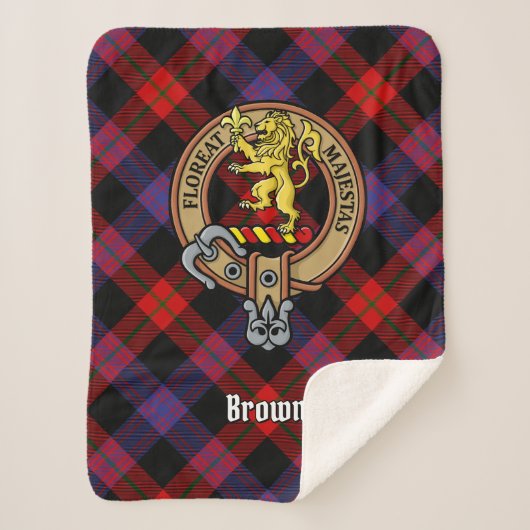 Couverture Sherpa Clan Brown Crest sur Tartan (Devant)