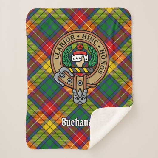 Couverture Sherpa Clan Buchanan Crest sur Tartan (Devant)
