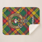 Couverture Sherpa Clan Buchanan Crest sur Tartan (Devant (Horizontal))