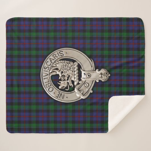 Couverture Sherpa Clan Campbell Crest et Cawdor Tartan (Devant (Horizontal))