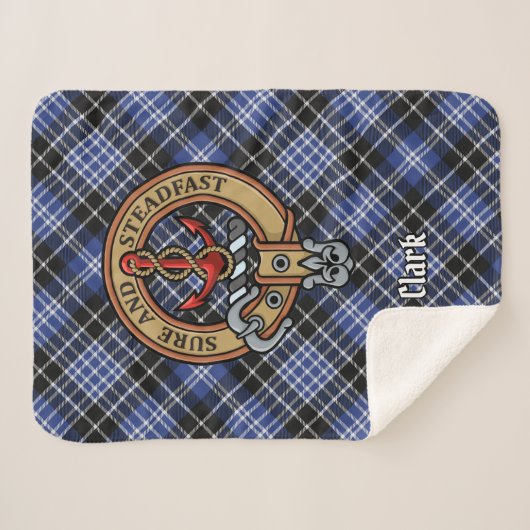 Couverture Sherpa Clan Clark Crest sur Tartan (Devant (Horizontal))