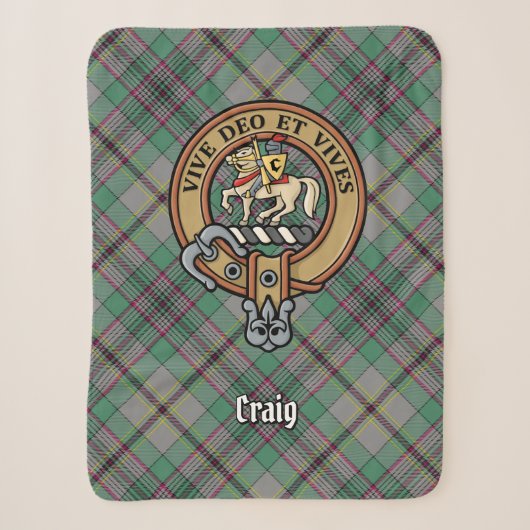 Couverture Sherpa Clan Craig Crest sur Tartan (Devant)