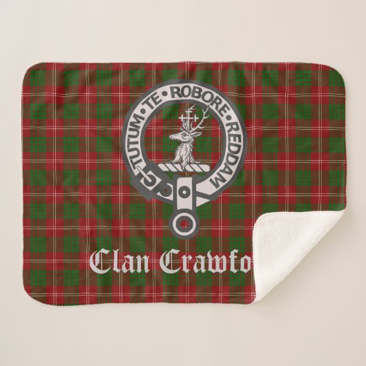 Couverture Sherpa Clan Crawford Crest Badge et Tartan (Devant (Horizontal))