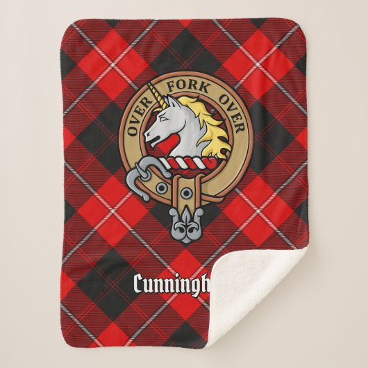 Couverture Sherpa Clan Cunningham Crest sur Tartan (Devant)