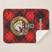 Couverture Sherpa Clan Cunningham Crest sur Tartan (Devant (Horizontal))