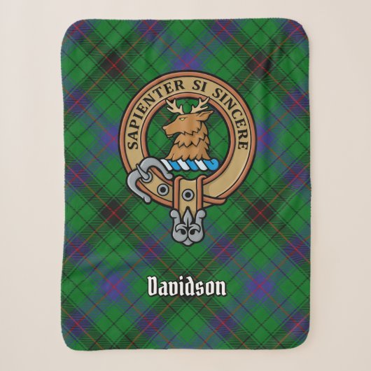 Couverture Sherpa Clan Davidson Crest sur Tartan (Devant)