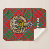 Couverture Sherpa Clan Drummond Crest sur Tartan (Devant (Horizontal))