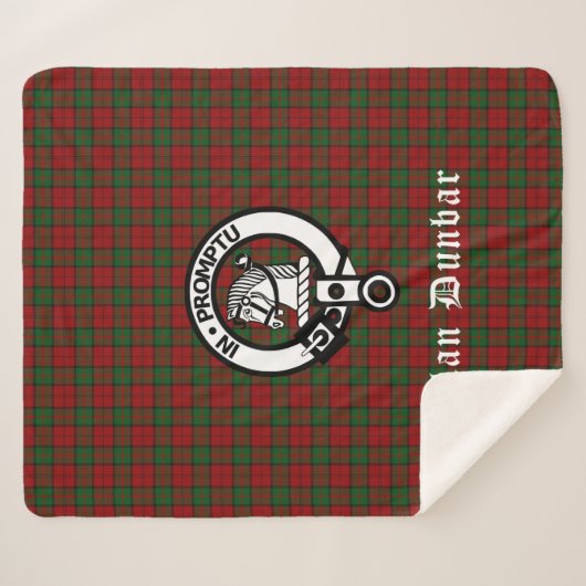 Couverture Sherpa Clan Dunbar Crest Badge & Tartan (Devant (Horizontal))