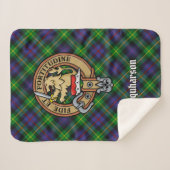 Couverture Sherpa Clan Farquharson Crest sur Tartan (Devant (Horizontal))