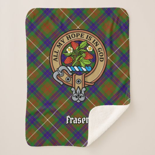 Couverture Sherpa Clan Fraser Crest sur la chasse Tartan (Devant)