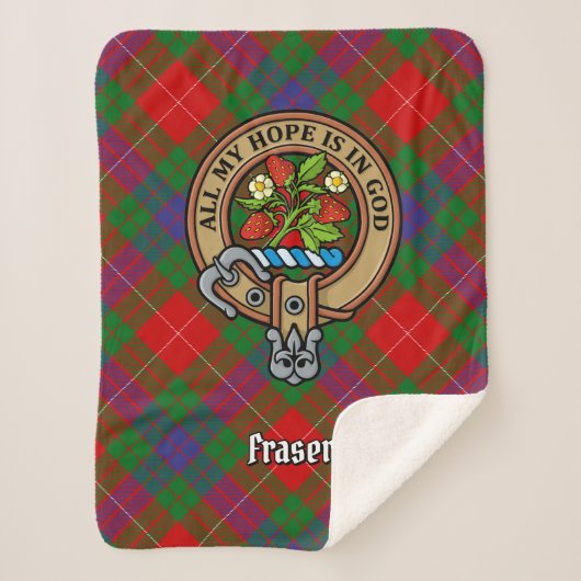 Couverture Sherpa Clan Fraser Crest sur Tartan (Devant)