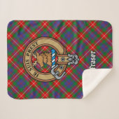 Couverture Sherpa Clan Fraser de Lovat Crest sur Tartan (Devant (Horizontal))