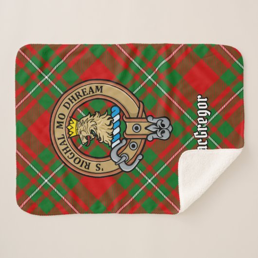 Couverture Sherpa Clan Gregor Crest sur Tartan (Devant (Horizontal))