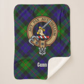 Couverture Sherpa Clan Gunn Crest sur Tartan (Devant)