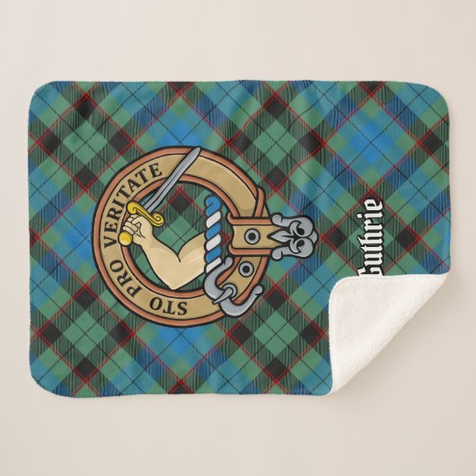 Couverture Sherpa Clan Guthrie Crest sur Tartan (Devant (Horizontal))