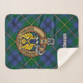Couverture Sherpa Clan Johnston Crest sur Tartan (Devant (Horizontal))